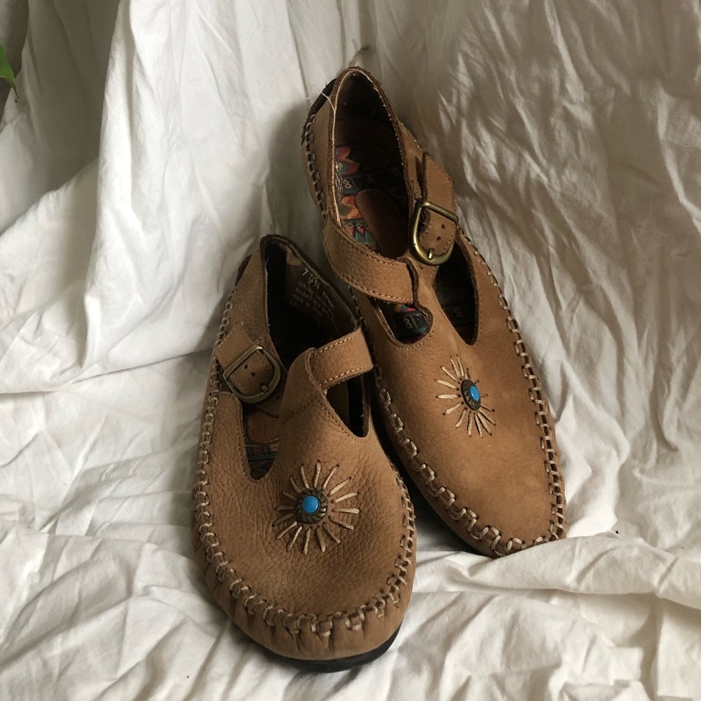 Hush Puppies turquoise mocassins